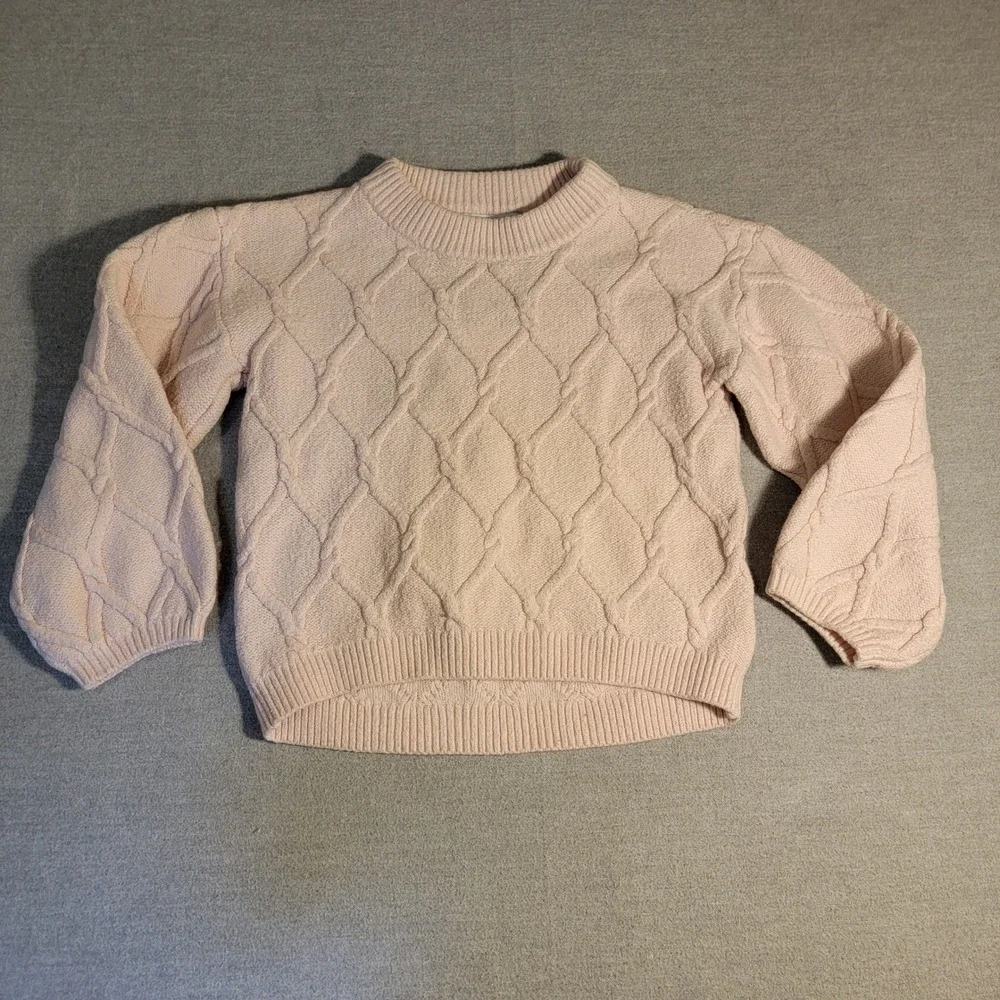 Old Navy Cable Knit Sweater Kids 5T Pink Good SoSoft Crew Neck Long Sleeve